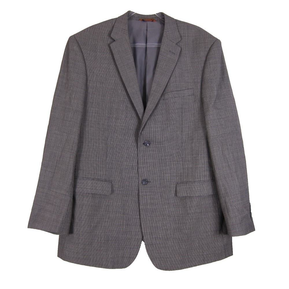 Martino Uomo Moda Jacket Mens 46L 100% Wool Sport Coat 2 Button Grey Blazer